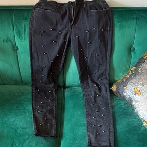 DRIFTWOOD Black Skinny Jeans with Bead Embellishments